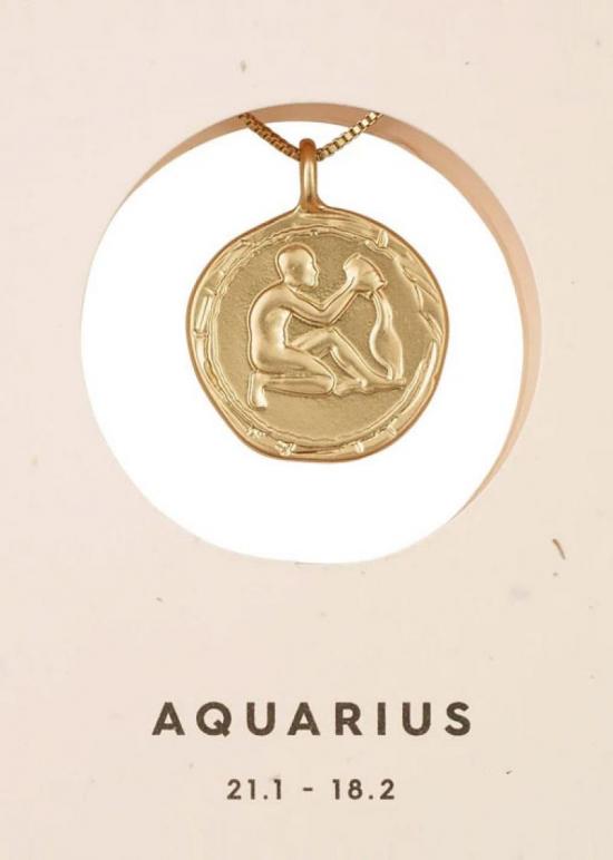 aquarius zodiac gold crystal