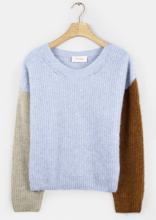 PULL ML COL ROND sky blue chin